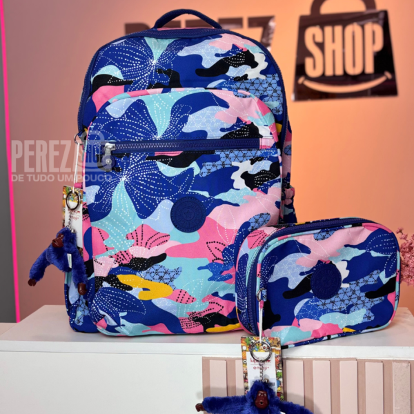 Mochila Kipling Seoul Estampado Floral + Estojo