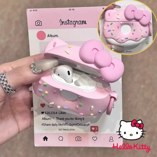 Capa Protetora Hello Kitty para AirPods - Design Donut - Imagem 7