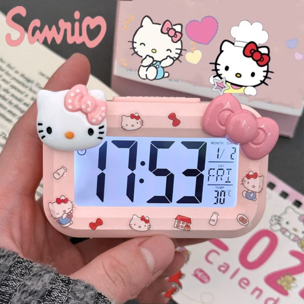 Relógio Despertador Hello Kitty - Design Kawaii com Luz Noturna - Imagem 4