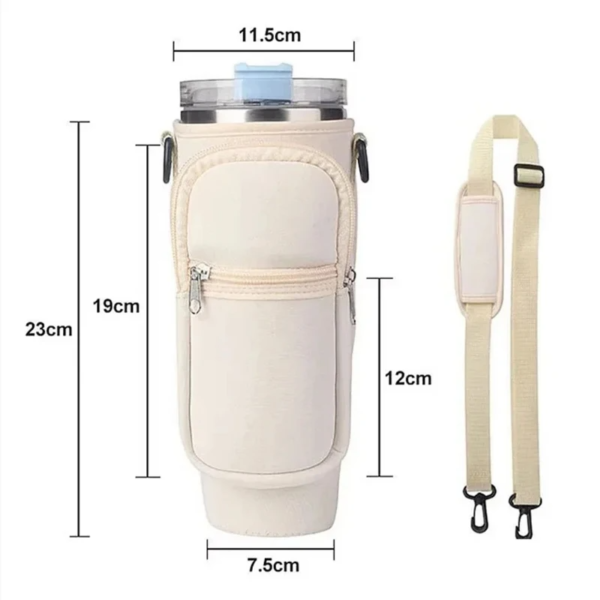Bolsa Porta-Garrafa com Alça Ajustável - Compatível com Stanley (Nas cores Cinza e Rosa) - Imagem 3