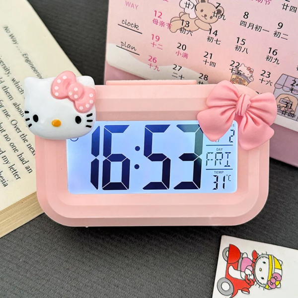 Relógio Despertador Hello Kitty - Design Kawaii com Luz Noturna - Imagem 2