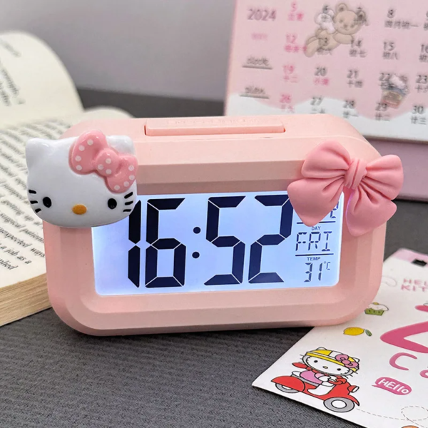 Relógio Despertador Hello Kitty - Design Kawaii com Luz Noturna - Imagem 5