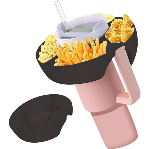 Snack bowl reutilizável com alça e divisórias para lanches - Imagem 3