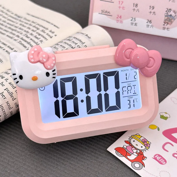 Relógio Despertador Hello Kitty - Design Kawaii com Luz Noturna