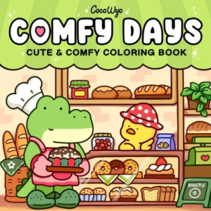 Livro de colorir “Comfy Days” com tema fofo