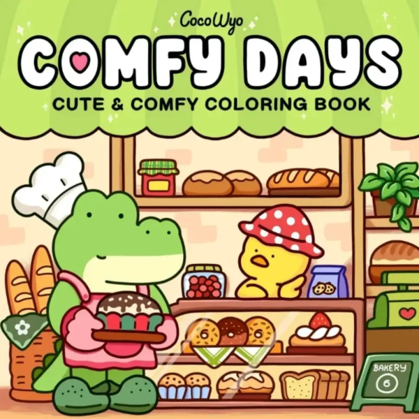 Livro de colorir “Comfy Days” com tema fofo