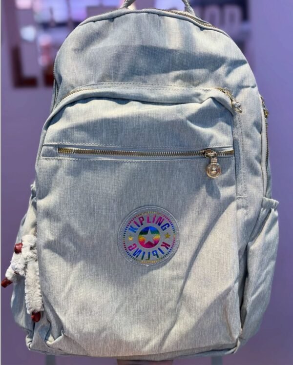 Mochila Kipling Seoul Cinza claro + Estojo