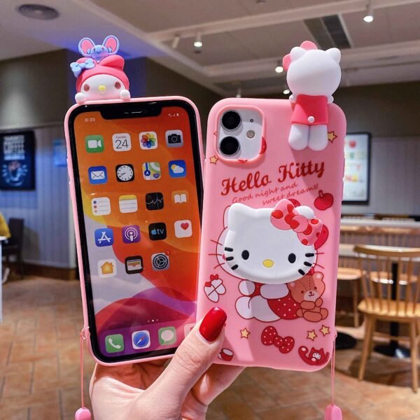 Capa para iPhone 15 14 Plus Hello Kitty Melody Case com suporte de corda - Imagem 5