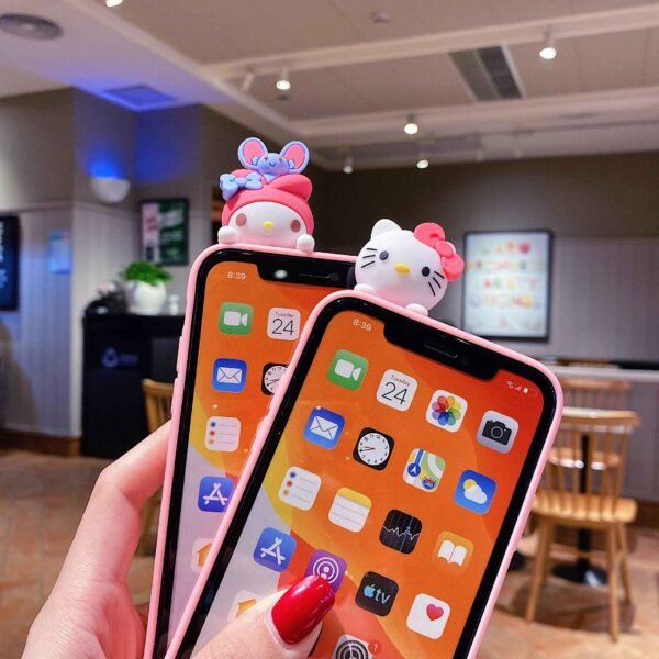 Capa para iPhone 15 14 Plus Hello Kitty Melody Case com suporte de corda - Imagem 3