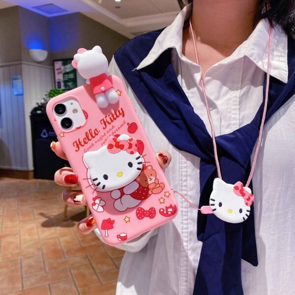 Capa para iPhone 15 14 Plus Hello Kitty Melody Case com suporte de corda - Imagem 2