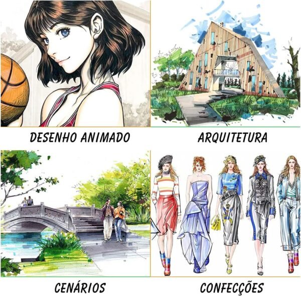 Kit 24 Canetas Marcador para Colorir Desenho Professional, Pontas Duplas - Imagem 4