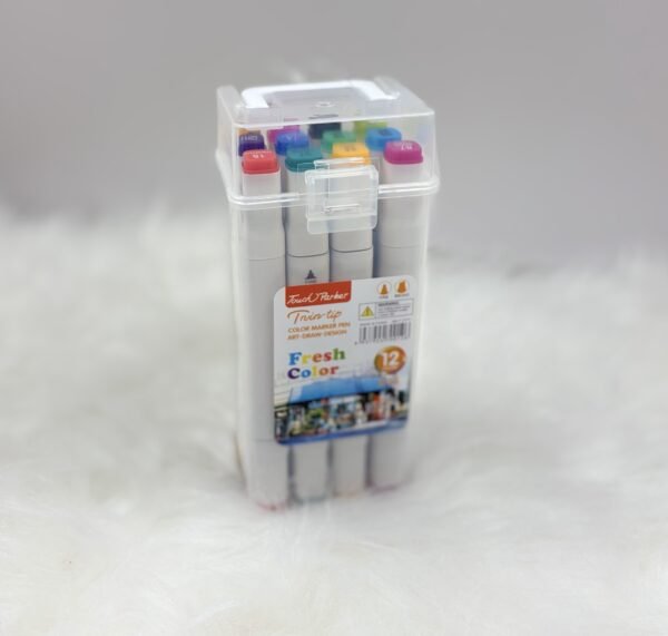 Kit 12 Canetas Marcador para Colorir Desenho Professional, Pontas Duplas.