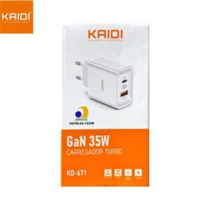 Carregador Turbo Kaidi GaN 35W com Duas Saídas – Modelo KD