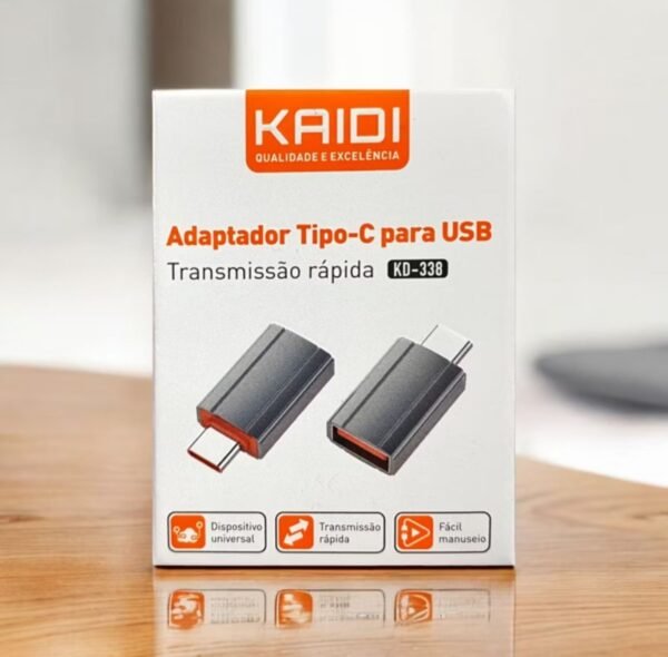 Adaptador Tipo-C para USB Kaidi - Transmissão Rápida KD-33
