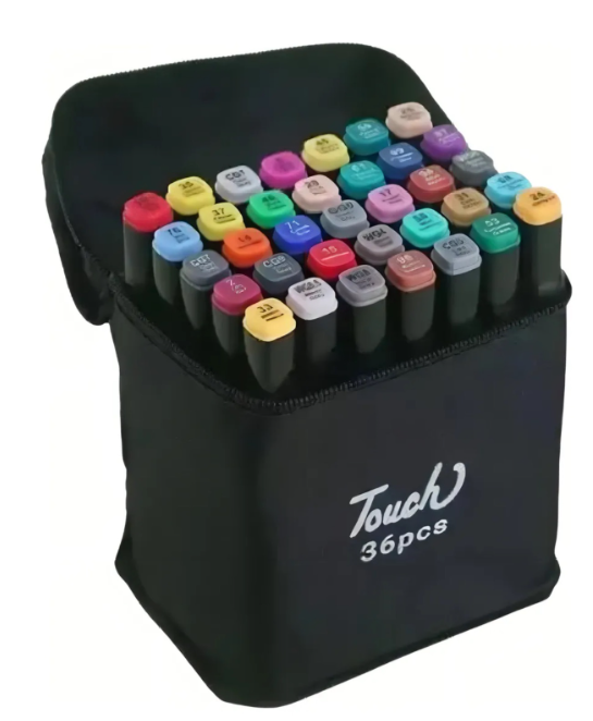 Kit 36 Canetas Marcador para Colorir Desenho Professional, Pontas Duplas