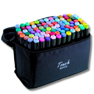 Kit 80 Canetas Marcador para Colorir Desenho Professional, Pontas Duplas