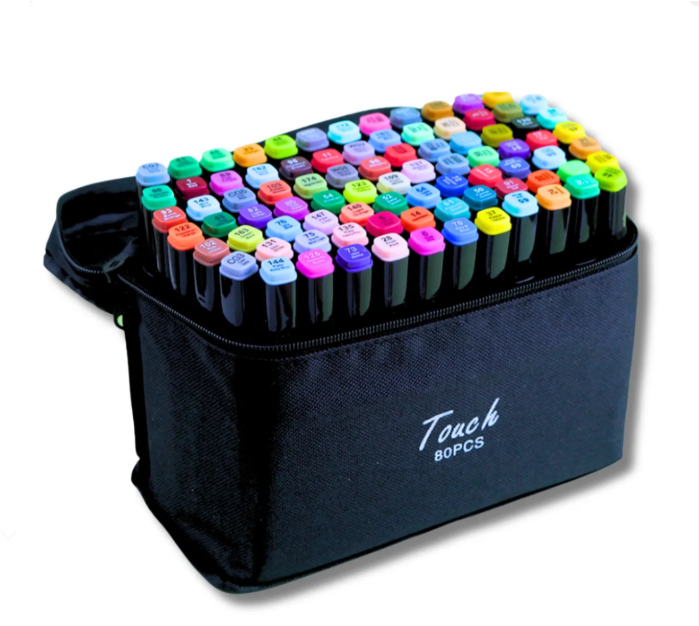 Kit 80 Canetas Marcador para Colorir Desenho Professional, Pontas Duplas