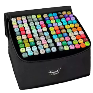 Kit 120 Canetas Marcador para Colorir Desenho Professional, Pontas Duplas
